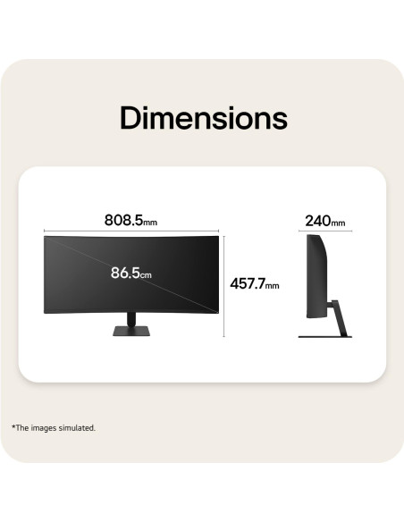 LCD Monitor, LG, 34 ", 3440 x 1440 pixels, UltraWide Quad HD, Native aspect ratio 21:9, LCD, Curved, 34U601B-B