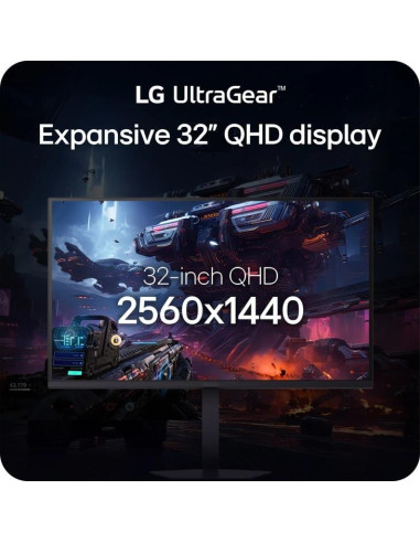 LCD Monitor, LG, 32 ", 2560 x 1440 pixels, Quad HD, Native aspect ratio 16:9, LED, Flat, 32G620B-B