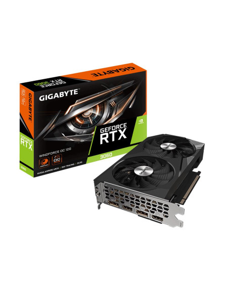 Graphics Card, GIGABYTE, NVIDIA GeForce RTX 3060, 12 GB, GDDR6, 192 bit, PCIE 4.0 16x, Memory 15000 MHz, GPU 1792 MHz, 2xHDMI, 
