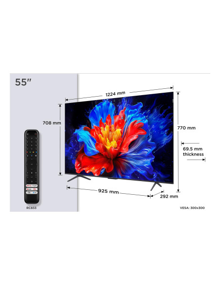 TV Set, TCL, 55 ", 4K Ultra HD, 3840 x 2160 pixels, Flat, 16:9, QLED, 55P8K