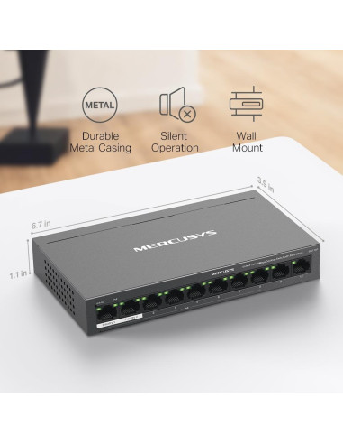 Switch, MERCUSYS, Desktop/pedestal, 10x10Base-T / 100Base-TX, PoE+ ports 8, MS110P