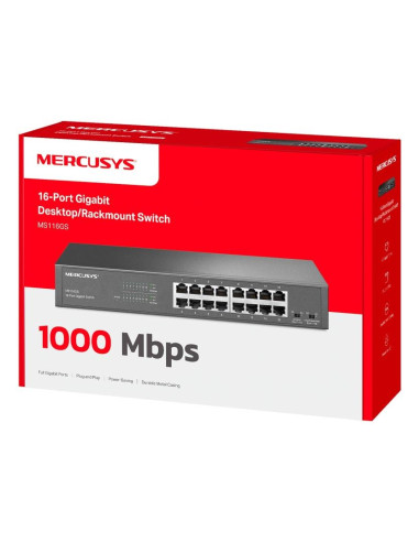 Switch, MERCUSYS, MS116GS, 16x10Base-T / 100Base-TX / 1000Base-T, MS116GS