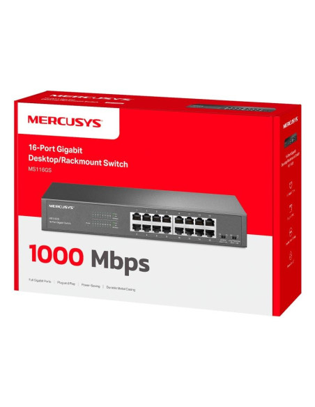Switch, MERCUSYS, MS116GS, 16x10Base-T / 100Base-TX / 1000Base-T, MS116GS