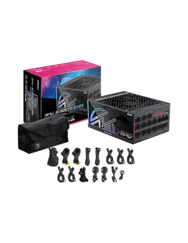 Power Supply, MSI, MPG Ai1300TS PCIE5, ATX, PC, 100 - 240 V, 1300 W, MPGAI1300TSPCIE5