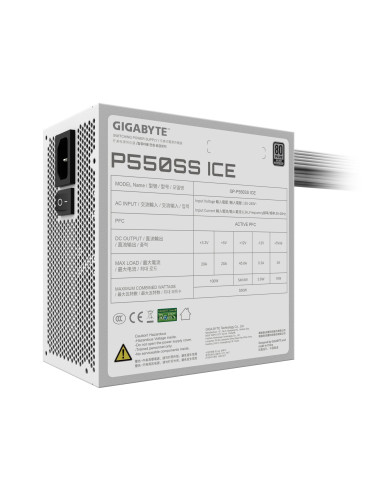 Power Supply, GIGABYTE, GP-P550SS ICE, ATX, PC, 155-240 V, 550 W, GP-P550SSICE