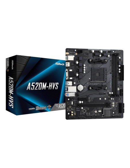 Mainboard, ASROCK, AMD A520, SAM4, Micro-ATX, Memory DDR4, Memory slots 2, 1xPCI-Express 3.0 1x, 1xPCI-Express 3.0 16x, 1xM.2, 