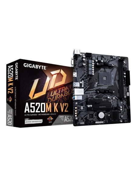 Mainboard, GIGABYTE, AMD A520, SAM4, Micro-ATX, Memory DDR4, Memory slots 2, 1xPCI-Express 3.0 1x, 1xPCI-Express 3.0 16x, 1xM.2