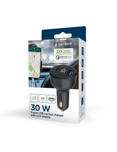 MOBILE CHARGER CAR USB 2PORT/TA-UC-AC2PD30LCD-CAR01 GEMBIRD