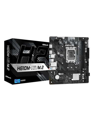 Mainboard, ASROCK, Intel H610, LGA1700, Micro-ATX, Memory DDR4, Memory slots 2, 1xPCI-Express 3.0 1x, 1xPCI-Express 4.0 16x, 1x