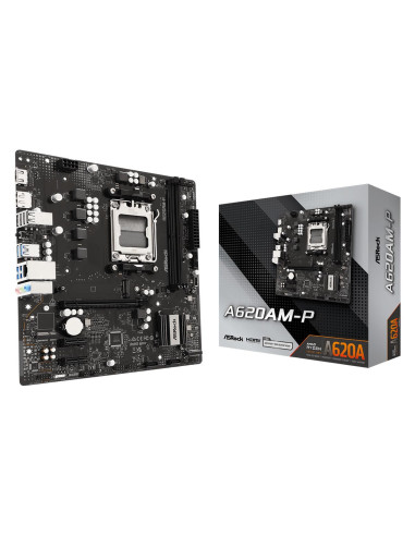 Mainboard, ASROCK, AMD A620A, Socket AM5, micro ATX, RAM DDR5-SDRAM, 2xSlots, 1xNumber of M.2 (M) slots, A620AM-P