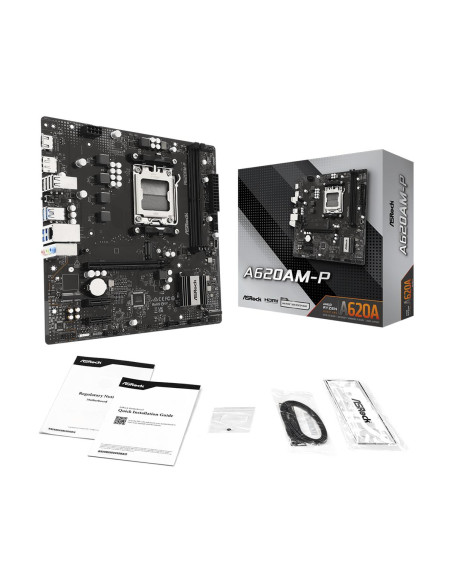 Mainboard, ASROCK, AMD A620A, Socket AM5, micro ATX, RAM DDR5-SDRAM, 2xSlots, 1xNumber of M.2 (M) slots, A620AM-P