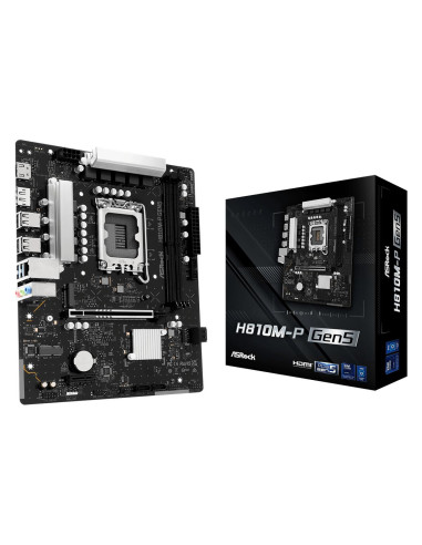 Mainboard, ASROCK, Intel H810, LGA 1851 (Socket V1), micro ATX, RAM DDR5-SDRAM, 2xSlots, 1xNumber of M.2 (M) slots, H810M-PGEN5