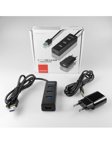 I/O HUB USB3.0 4PORT CHARGING/W/AC 1.2M HUE-S2BP AXAGON
