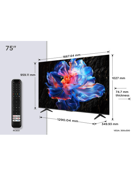 TV Set, TCL, 75 ", 4K Ultra HD, 3840 x 2160 pixels, Flat, 16:9, DLED, 75V6C