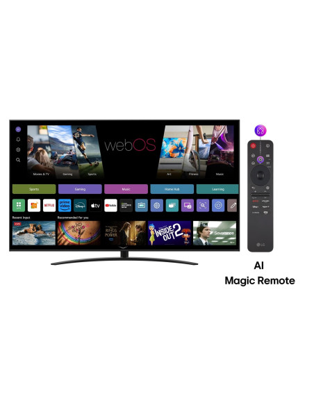TV Set, LG, 75", 4K/Smart, 3840x2160, Wireless LAN, Bluetooth, webOS, Black, 75NANO81A3A