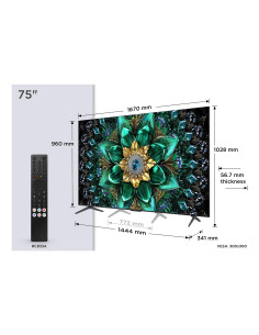 TV Set, TCL, 75 ", 4K Ultra HD, 3840 x 2160 pixels, Flat, 16:9, QD-Mini LED, 75Q6C