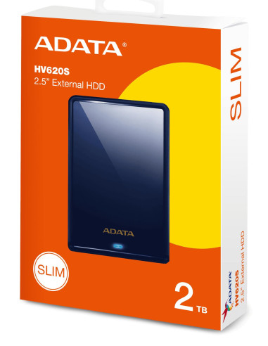 External HDD, ADATA, HV620S, 2TB, USB 3.1, Colour Blue, AHV620S-2TU31-CBL