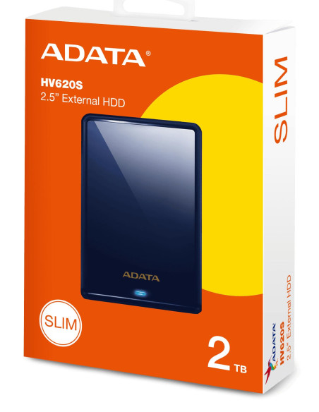 External HDD, ADATA, HV620S, 2TB, USB 3.1, Colour Blue, AHV620S-2TU31-CBL