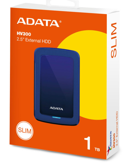 External HDD, ADATA, HV300, 1TB, USB 3.1, Colour Blue, AHV300-1TU31-CBL