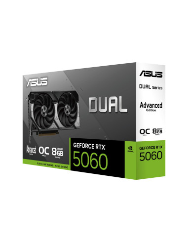 Graphics Card, ASUS, NVIDIA, GeForce RTX 5060, 8 GB, GDDR7, 128 bit, PCI Express 5.0, Active, DUAL-RTX5060-O8G-A