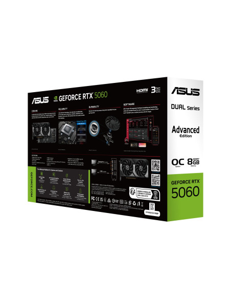 Graphics Card, ASUS, NVIDIA, GeForce RTX 5060, 8 GB, GDDR7, 128 bit, PCI Express 5.0, Active, DUAL-RTX5060-O8G-A