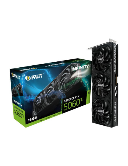 Graphics Card, PALIT, NVIDIA GeForce RTX 5060 Ti, 16 GB, GDDR7, 128 bit, PCIE 5.0 16x, Memory 1750 MHz, Triple slot Fansink, 1x