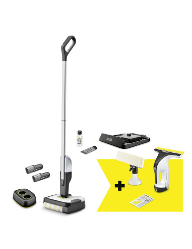 Vacuum Cleaner, KARCHER, FC 2-4 + WV 4-4 Set, Dry&wet, Electric mop, Black/Silver, Bagless, Battery, 2.2 kg, 9.791-983.0