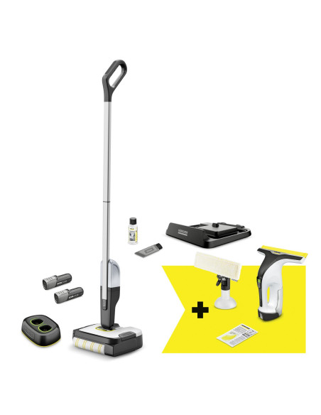Vacuum Cleaner, KARCHER, FC 2-4 + WV 4-4 Set, Dry&wet, Electric mop, Black/Silver, Bagless, Battery, 2.2 kg, 9.791-983.0