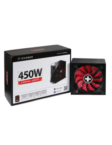 Power Supply, XILENCE, 450 Watts, Efficiency 80 PLUS BRONZE, PFC Active, XN213