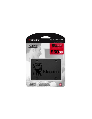 SSD, KINGSTON, A400, 960GB, SATA 3.0, TLC, Write speed 450 MBytes/sec, Read speed 500 MBytes/sec, 2,5", TBW 300 TB, MTBF 100000