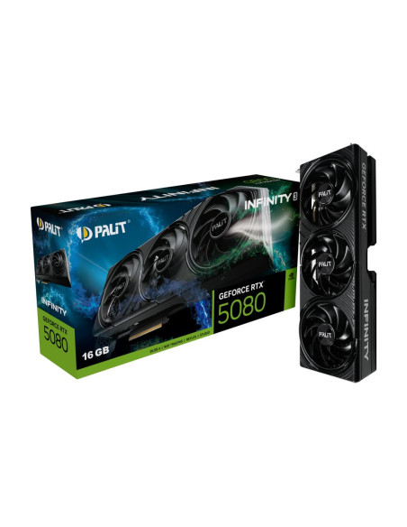 Graphics Card, PALIT, NVIDIA, GeForce RTX 5080, 2295 MHz, 16 GB, GDDR7, 256 bit, PCI Express 5.0, Active, NE75080019T2-GB2035S