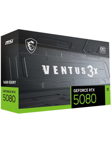 Graphics Card, MSI, NVIDIA, GeForce RTX 5080, 16 GB, GDDR7, 256 bit, PCI Express x16 5.0, Active, RTX508016GVEN3XOCBLK