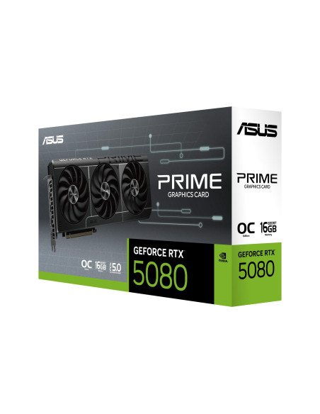 Graphics Card, ASUS, NVIDIA GeForce RTX 5080, 16 GB, GDDR7, 256 bit, PCIE 5.0 16x, 1xHDMI, 3xDisplayPort, PRIME-RTX5080-O16G
