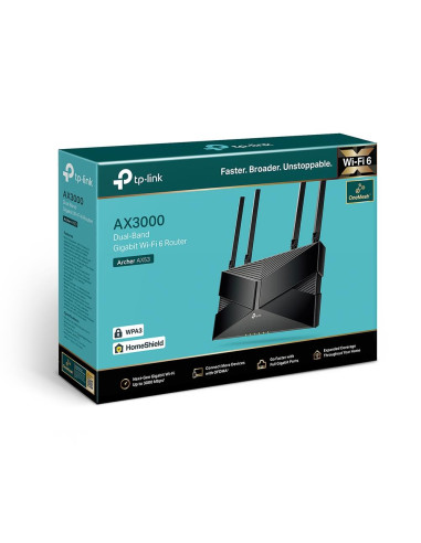Wireless Router, TP-LINK, Archer AX53, Wi-Fi 6 (802.11ax), Data speed 2402 Mbit/s, Ethernet WAN Yes, WAN connection type RJ-45,