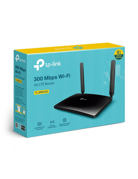 Wireless Router, TP-LINK, 300 Mbps Wireless N 4G LTE Router, Wi-Fi 4 (802.11n), Data speed 300 Mbit/s, Ethernet WAN Yes, SIM ca
