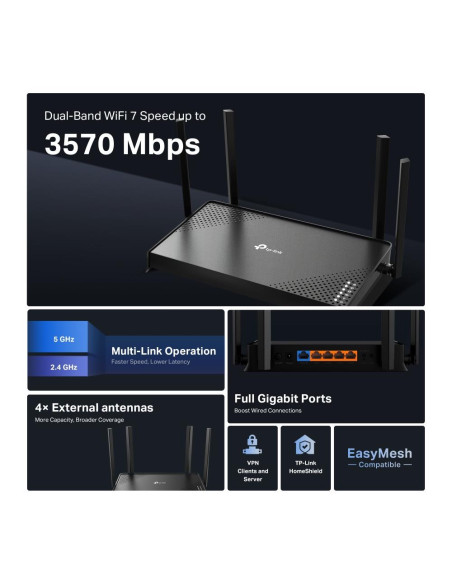 Wireless Router, TP-LINK, 3600 Mbps, Number of antennas 4, ARCHERBE220