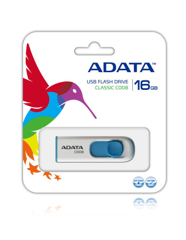 MEMORY DRIVE FLASH USB2 16GB/WH/BLUE AC008-16G-RWE A-DATA