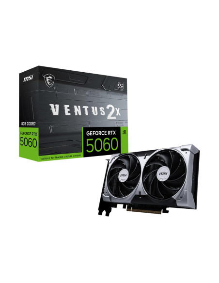 Graphics Card, MSI, NVIDIA GeForce RTX 5060, 8 GB, GDDR7, 128 bit, PCIE 5.0 16x, Dual Slot Fansink, RTX50608GVENTUS2XOC