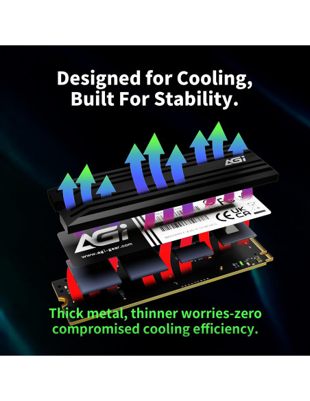 SSD, AGI, 750xTBW rating, MTBF 2000000 h, Read speed 7400 MB/s, Write speed 5200 MB/s, NVMe Yes, PCI Express 4.0, M.2, 1000 GB,