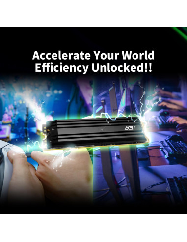SSD, AGI, 750xTBW rating, MTBF 2000000 h, Read speed 7400 MB/s, Write speed 5200 MB/s, NVMe Yes, PCI Express 4.0, M.2, 1000 GB,