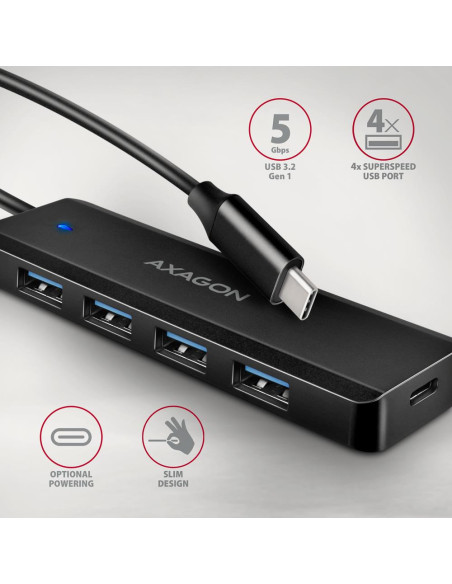 I/O HUB USB-C TRAVEL/0.19M HUE-C1C AXAGON