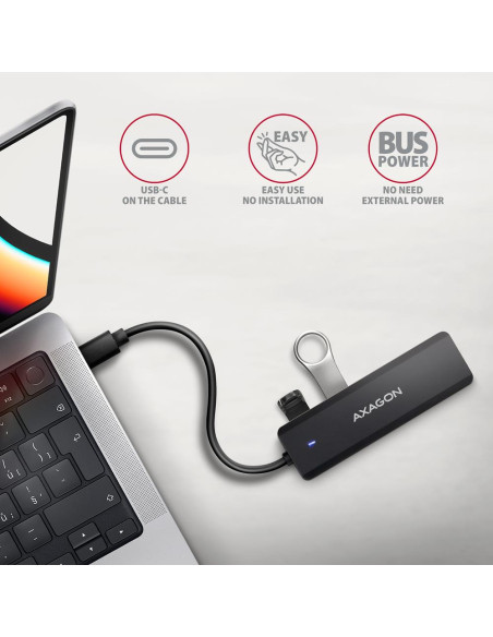 I/O HUB USB-C TRAVEL/0.19M HUE-C1C AXAGON