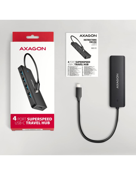 I/O HUB USB-C TRAVEL/0.19M HUE-C1C AXAGON