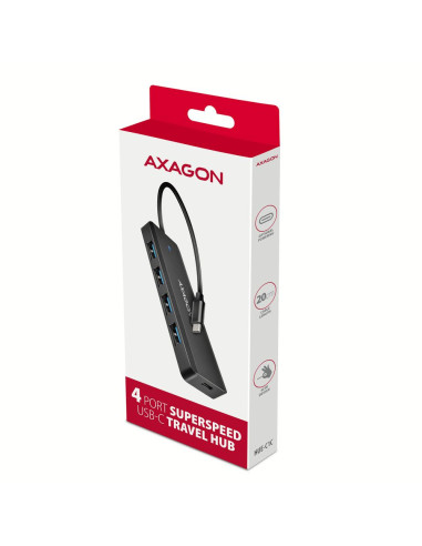 I/O HUB USB-C TRAVEL/0.19M HUE-C1C AXAGON