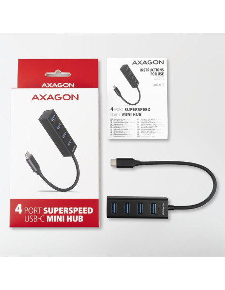 I/O HUB USB-C 4PORT MINI/0.2M HUE-M1C AXAGON