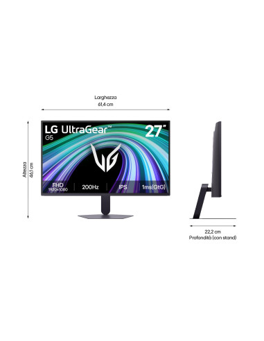 LCD Monitor, LG, 27 ", 1920 x 1080 pixels, Full HD, Native aspect ratio 16:9, LCD, Flat, 27G523B-B