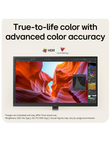 LCD Monitor, LG, 27 ", 3840 x 2160 pixels, 4K Ultra HD, Native aspect ratio 16:9, LCD, Flat, 27U710B-B