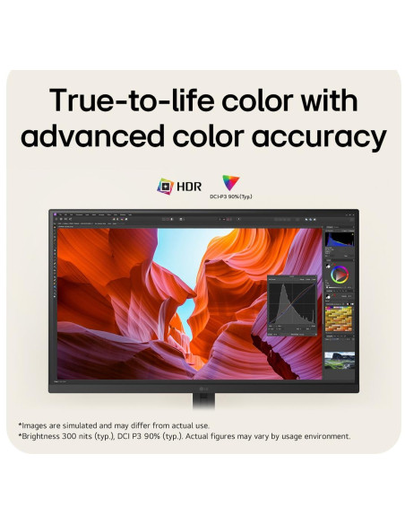 LCD Monitor, LG, 27 ", 3840 x 2160 pixels, 4K Ultra HD, Native aspect ratio 16:9, LCD, Flat, 27U710B-B