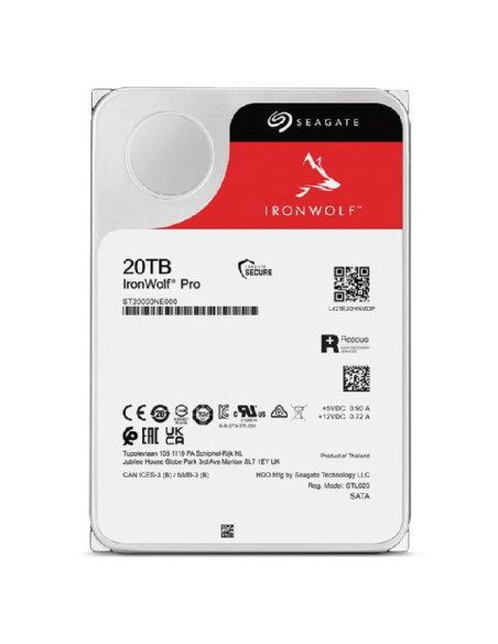 HDD, SEAGATE, IronWolf Pro, 20TB, SATA, 256 MB, 7200 rpm, 3,5", ST20000NT001