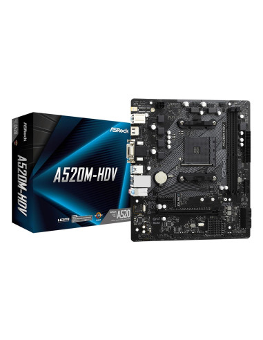 Mainboard, ASROCK, AMD A520, SAM4, Micro-ATX, Memory DDR4, Memory slots 2, 1xPCI-Express 3.0 1x, 1xPCI-Express 3.0 16x, 1xM.2, 